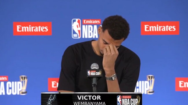 Victor Wembanyama, napaluha matapos maglaro sa NBA Cup ilang oras matapos pumanaw ang kanyang lola