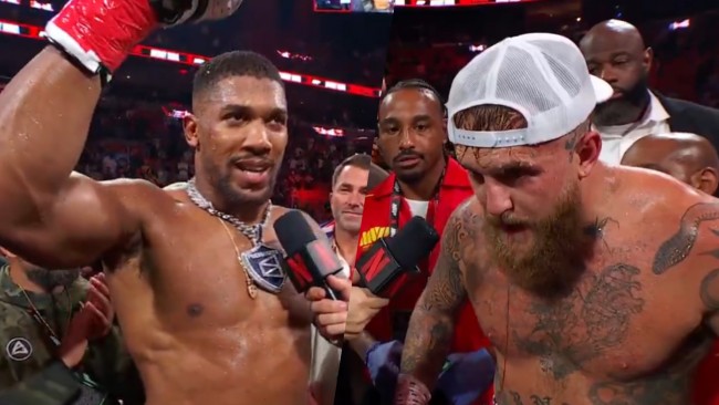 Sa kauna-unahang pagkakataon sa kanyang karera ay pinabagsak si Jake Paul ni Anthony Joshua