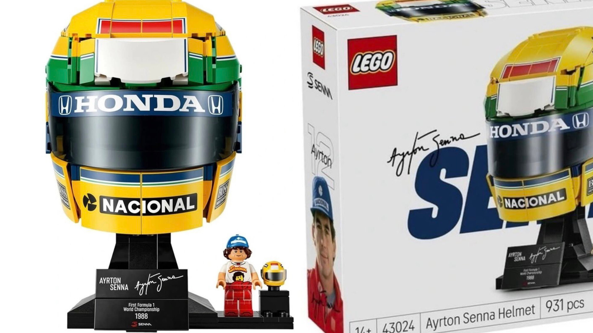 Unang mga larawan ng susunod na LEGO F1 set: Ang iconic na dilaw na helmet ni Ayrton Senna na may Honda-McLaren